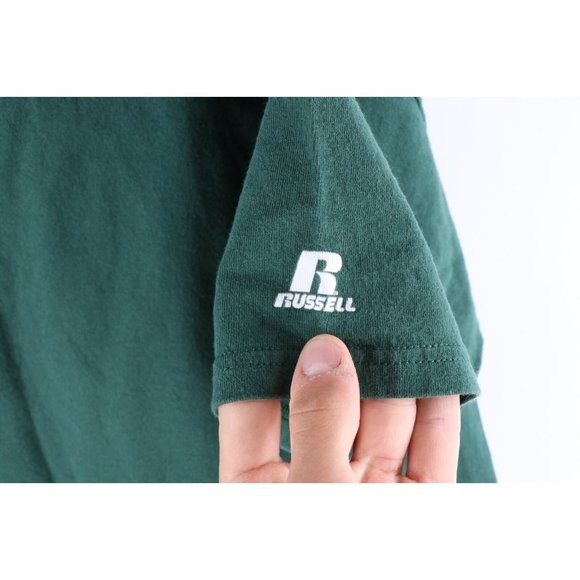 Russell Athletic Mens Size XL Faded Blank Short Sleeve T-Shirt Green Cotton - Picture 4 of 8